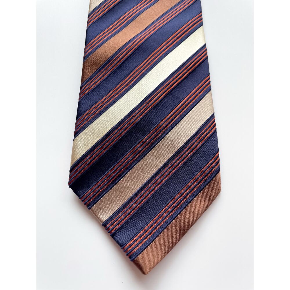 Vitaliano Pancaldi Brown and Navy Diagonal Striped Luxury Neck Tie Made in Italy